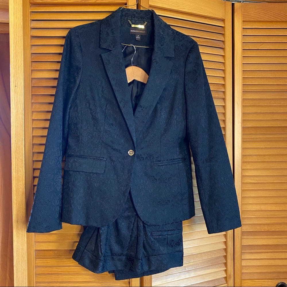 Black Brocade Pants Suit